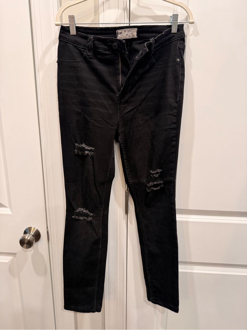 Free People Black Skinny Ripped Jeans